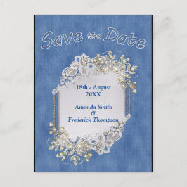 Postal De Anuncios Denim con crema flor encaje y perlas