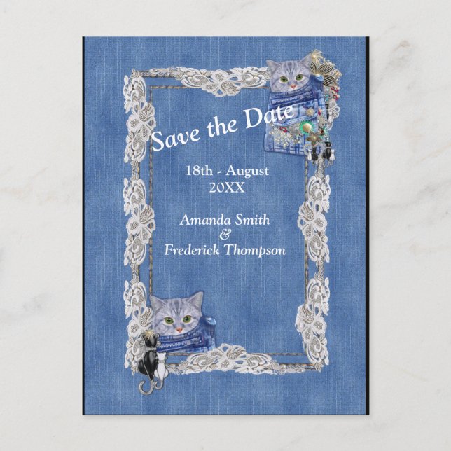 Postal De Anuncios Denim con encaje de flor crema y joyas de disfrace (Anverso)