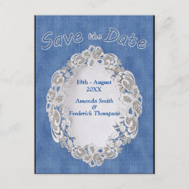 Postal De Anuncios Denim con encaje de flores de crema