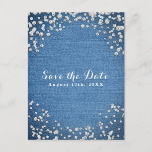 Postal De Anuncios Denim & Diamonds Scattered Bling Save the Date
