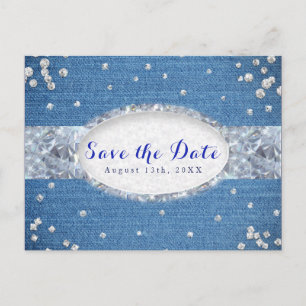 Postal De Anuncios Denim & Diamonds Scattered Bling Save the Date