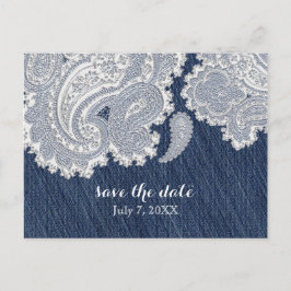 Postal De Anuncios Denim Jean y encaje blanco Elegante boda nupcial