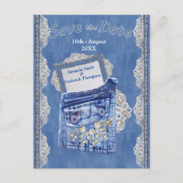 Postal De Anuncios Denim Pocket con cordón de flor crema