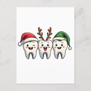 Postal De Anuncios Dentista Dental Navidad Santa Hilo Dental Árbol de