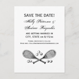 Postal De Anuncios Deportes Vintage Raquetas de Tenis Cruzadas Pelota