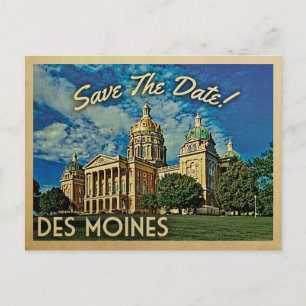 Postal De Anuncios Des Moines Guarde la Fecha Iowa