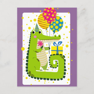 Postal De Anuncios Deseos de cumpleaños de cocodrilos dorados