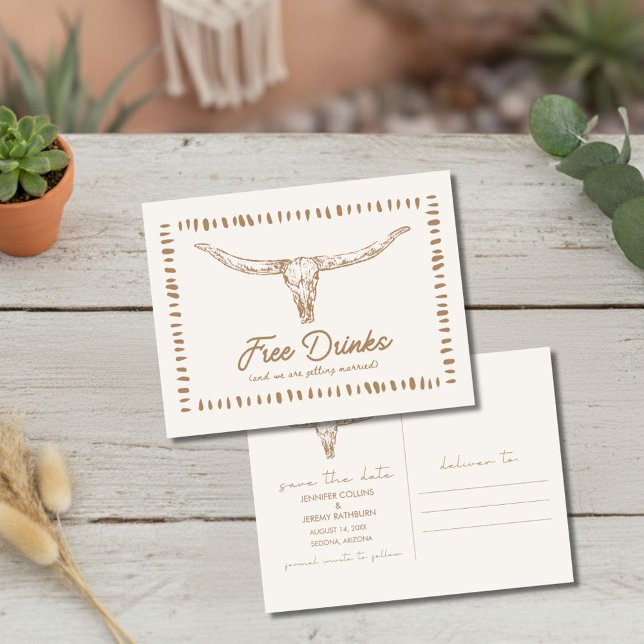 Postal De Anuncios Desert Funny Free Drinks Save the Date (Desert Funny Free Drinks Save the Date)