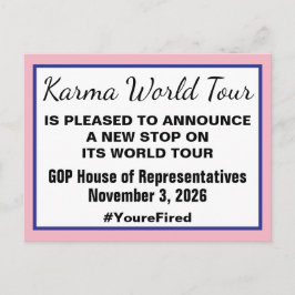 Postal De Anuncios Despiden a GOP 2026 por la gira mundial por Karma
