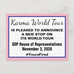 Postal De Anuncios Despiden a GOP 2026 por la gira mundial por Karma