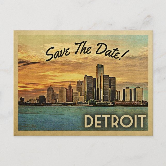Postal De Anuncios Detroit Save the Date Michigan (Anverso)