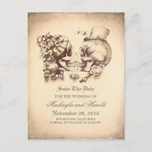 Postal De Anuncios Día de la Pareja de Calaveras de los Muertos Guard