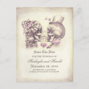 Postal De Anuncios Día de la Pareja de Calaveras de los Muertos Guard
