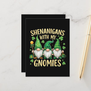 Postal De Anuncios Día de San Patricio Gnomo de la Suerte Trébol