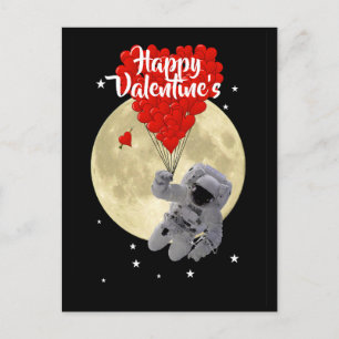 Postal De Anuncios Día de San Valentín para niños astronautas espacia