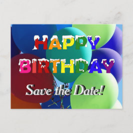 Postal De Anuncios Día del Arcoiris en globo Save the Date