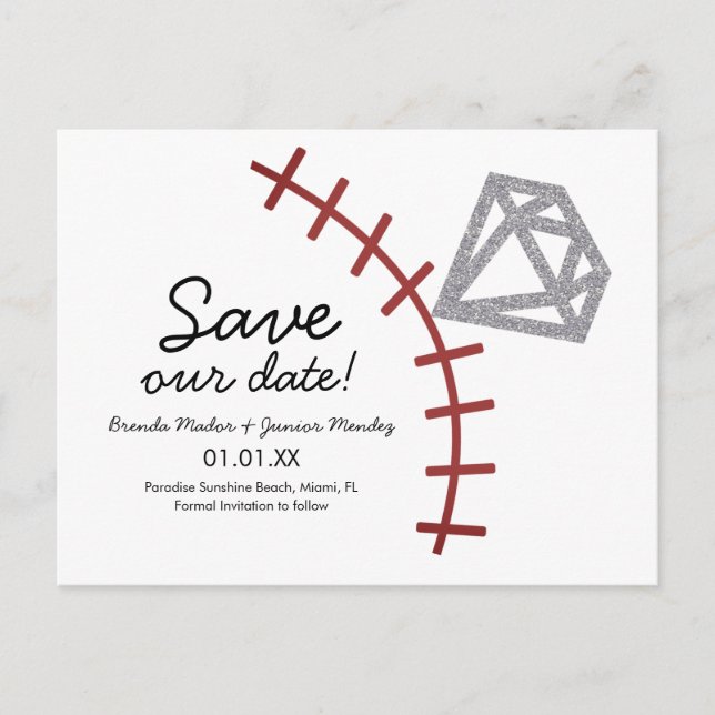 Postal De Anuncios Diamante de béisbol Homerun  Save The Date (Anverso)