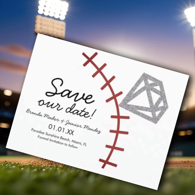 Postal De Anuncios Diamante de jonrón de béisbol Guardar la fecha (Subido por el creador)