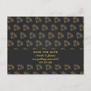 Postal De Anuncios Diamante Dorado Moderno de Bachelorette Guardar la