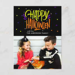 Postal De Anuncios Días festivos familiares "Feliz Halloween" brillan