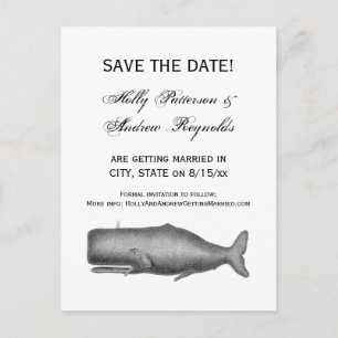 Postal De Anuncios Dibujo de ballena del siglo XIX antiguo