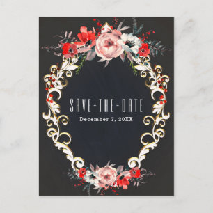 Postal De Anuncios Diciembre Boda de Invierno Holly Berry Salvar la F