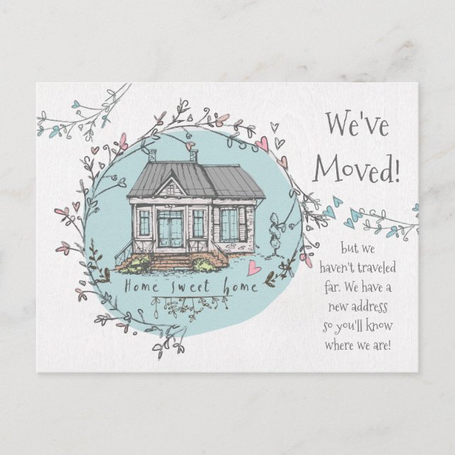 Postal De Anuncios Dirección de nueva casa de acuarela nos hemos muda (Anverso)
