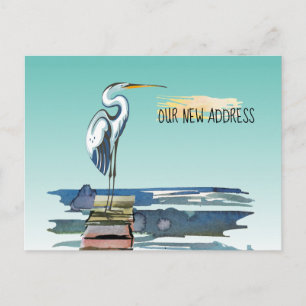 Postal De Anuncios Dirección del muelle costero Great Blue Heron Aqua