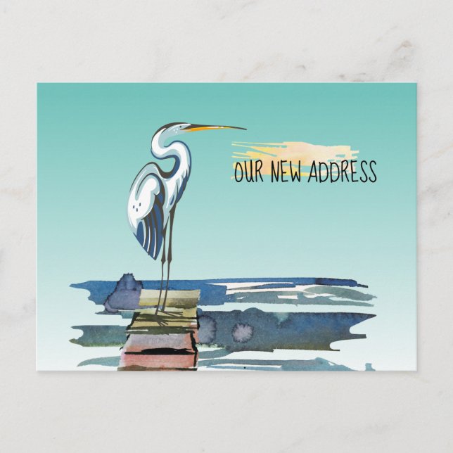 Postal De Anuncios Dirección del muelle costero Great Blue Heron Aqua (Anverso)