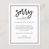 Disculpe las molestias | Cancelación o aplazamient