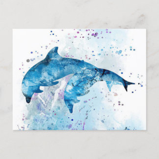 Postal De Anuncios Diseño artístico colorido de delfines | Delphin Lo
