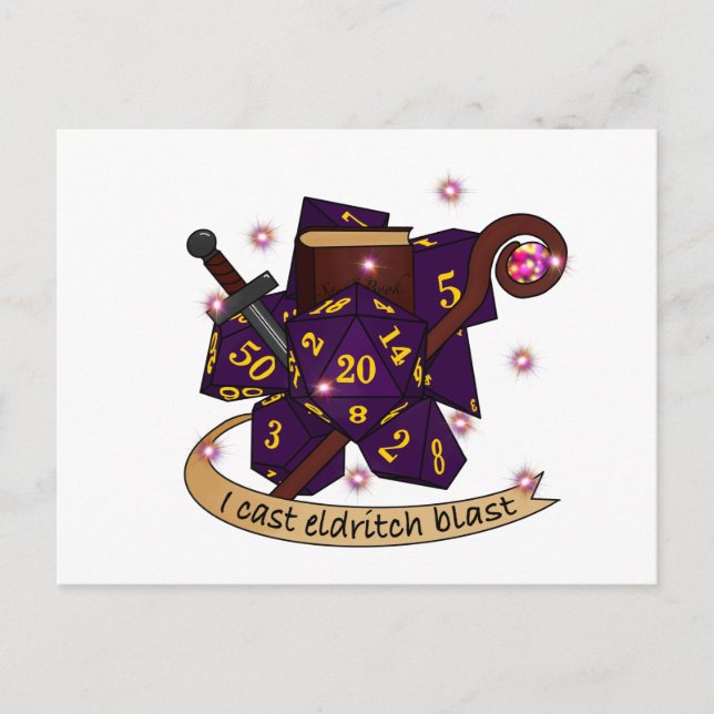 Postal De Anuncios Diseño de Dados de Brujo (Anverso)
