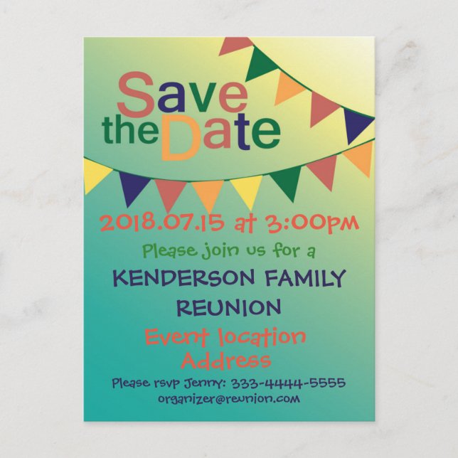 Postal De Anuncios diseño de Reunión Familiar (Anverso)