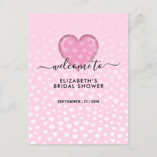 Postal De Anuncios Diseño elegante de corazón rosa y motas