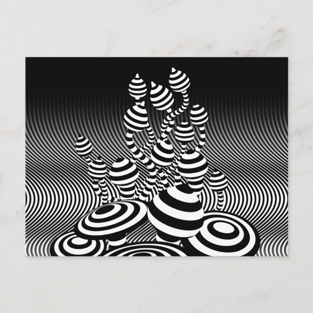 Postal De Anuncios Diseño geométrico óptico Postcard Magic Mushrooms. (Anverso)