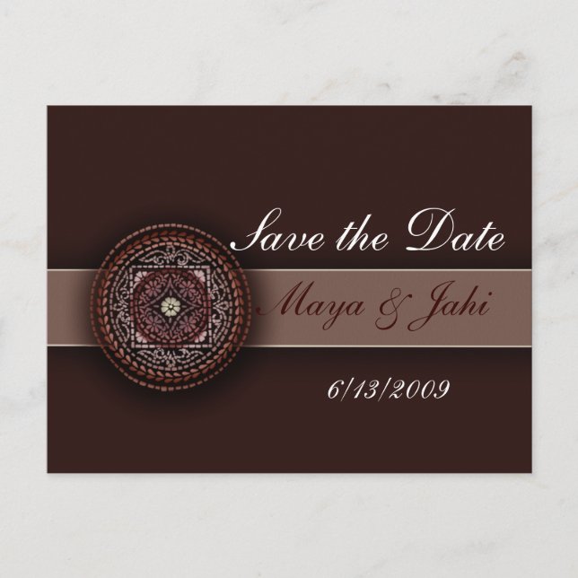 Postal De Anuncios Diseño indio marrón profundo (Anverso)