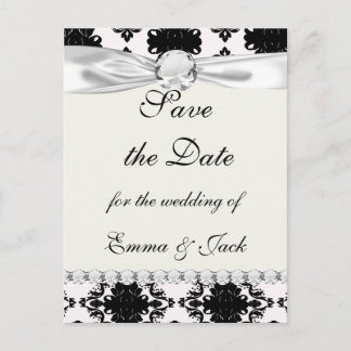 Postal De Anuncios diseño romántico de damasco blanco y negro