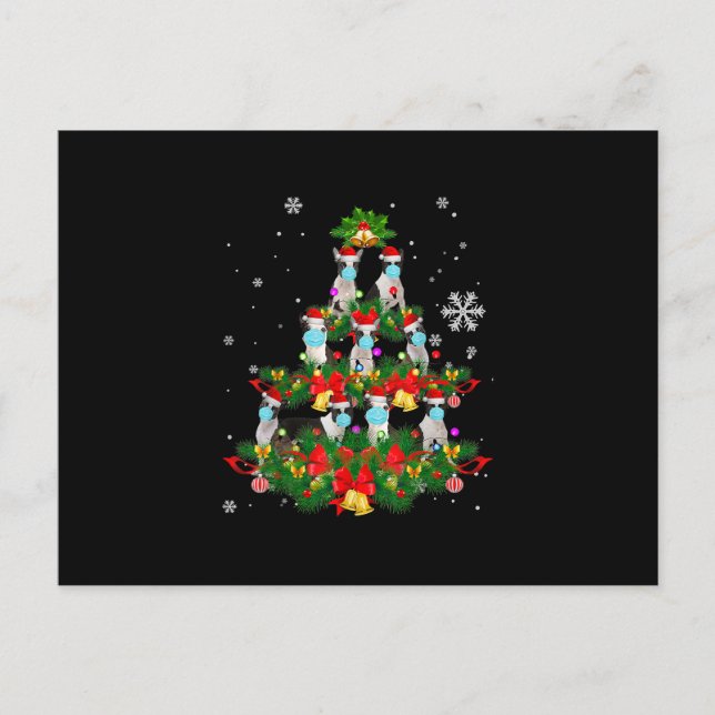 Postal De Anuncios Disfraz de perro Funny Boston Terrier árbol de Nav (Anverso)