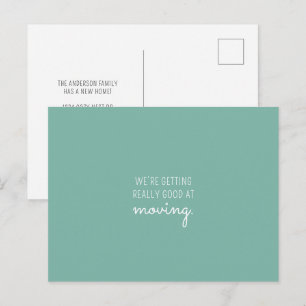 Postal De Anuncios Diversión Mint Mint Green Nueva dirección de la ca