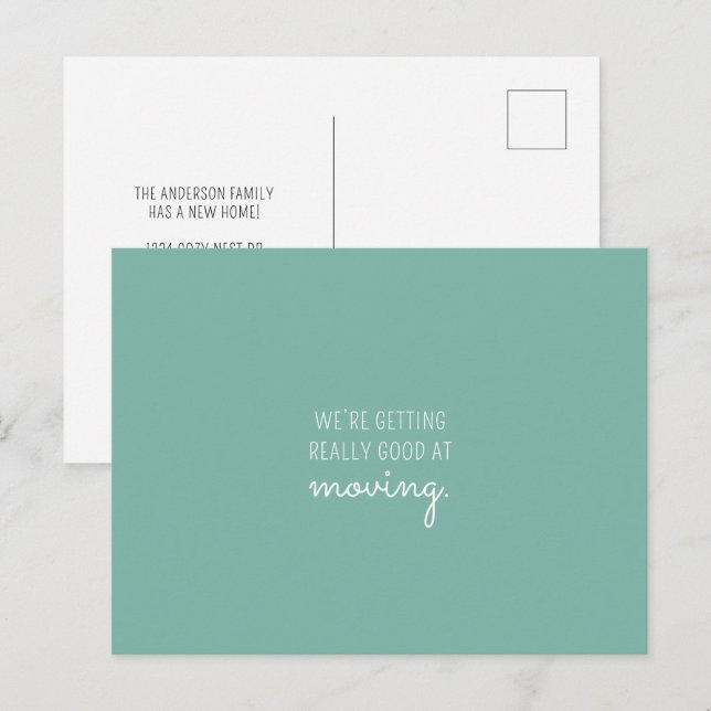 Postal De Anuncios Diversión Mint Mint Green Nueva dirección de la ca (Anverso / Reverso)