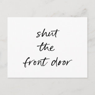 Postal De Anuncios Divertida dirección nueva en blanco negro simple