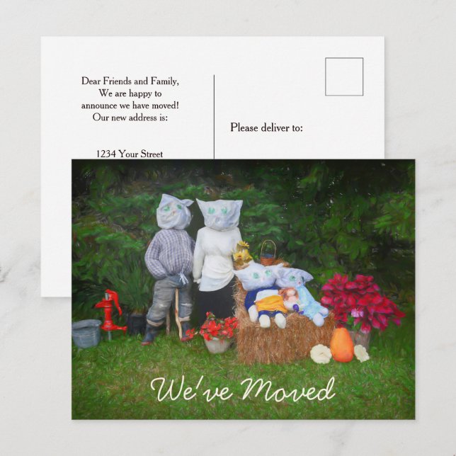 Postal De Anuncios Divertida Familia de Otoño en la Granja Rústica Ca (Anverso / Reverso)