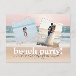 Postal De Anuncios Divertida Foto de Boda en la Playa en Horizontal A