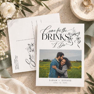 Postal De Anuncios Divertida Foto Elegante de Boda Save the Date
