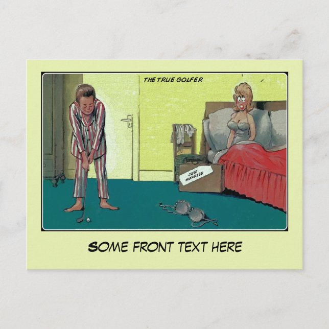 Postal De Anuncios Divertido el golfista real, apenas casado (Anverso)