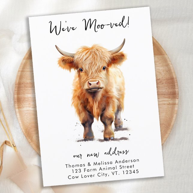 Postal De Anuncios Divertido Nos hemos Moo-vido Nueva Dirección Highl (Subido por el creador)