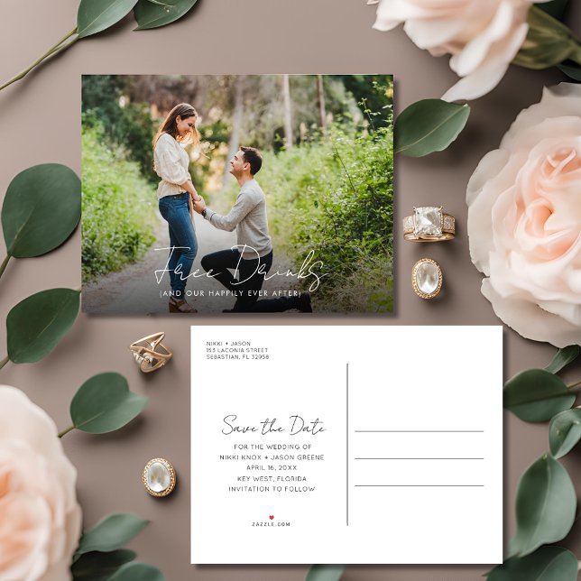 Postal De Anuncios Divertido presupuesto de Boda de fotos salve la fe (Funny Photo Wedding Budget Save the Date Announcement Postcard)