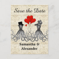 Divertido pulpo romántico steampunk salvar la fech