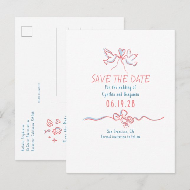 Postal De Anuncios Divertido y caprichoso diseño a mano para guardar  (Anverso / Reverso)