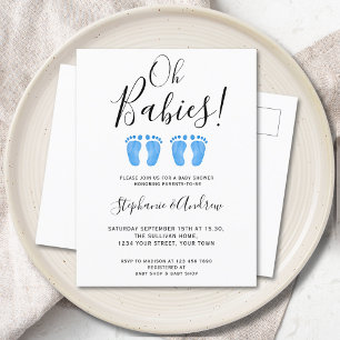 Postal De Anuncios Doble Bebé Niños Parejas Baby Shower